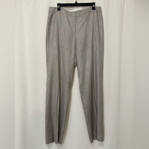 Lafayette 148 Viscose Bamboo Academia‎ Linen Style Straight Leg Pants Tweed Tan - Picture 1 of 5
